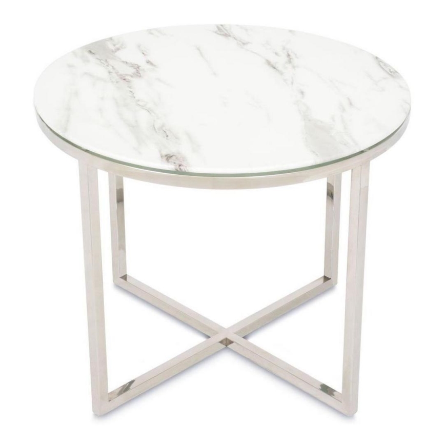 Table basse VERTIGO 50x60 cm chromée/blanche