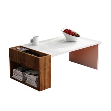 Table basse VIEW 34x95 cm blanc/marron
