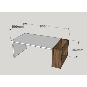 Table basse VIEW 34x95 cm blanc/marron