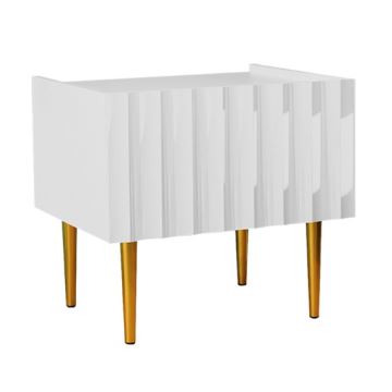 Table de chevet ARCOS 46x50 cm blanc/doré
