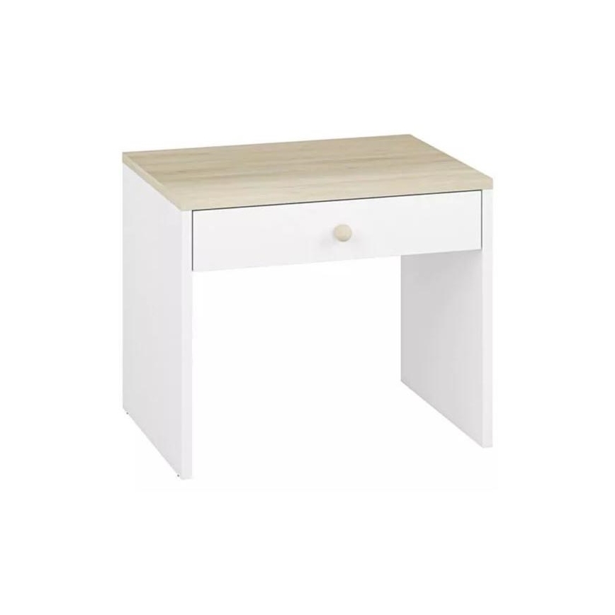 Table de chevet BUBO 58x69 cm blanc/hêtre clair