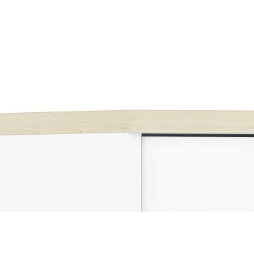 Table de chevet BUBO 58x69 cm blanc/hêtre clair
