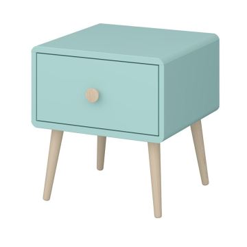 Table de chevet GAIA 44,3x41,4 cm turquoise/chêne