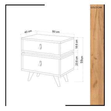 Table de chevet LEIJA 59x50 cm blanche/beige