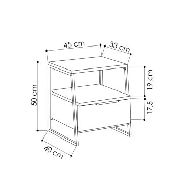 Table de chevet PAL 50x45 cm blanche/noire