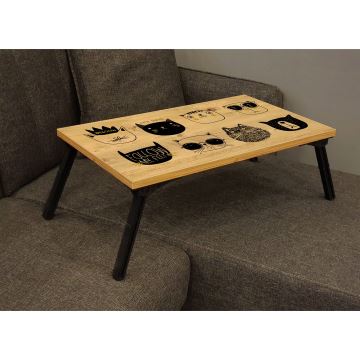 Table de lit GUSTO CATS 24x60 cm beige/noir