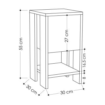 Table de nuit EMA 55x30 cm marron / grise