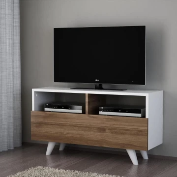 Table TV NOVELLA 50,6x90 cm blanche/marron