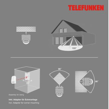 Telefunken 306506TF - Détecteur de mouvement extérieur 180° IP44 blanc