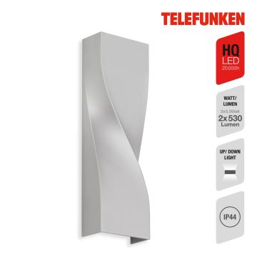 Telefunken 312704TF - Applique murale LED extérieure 2xLED/5,5W/230V IP44 argent