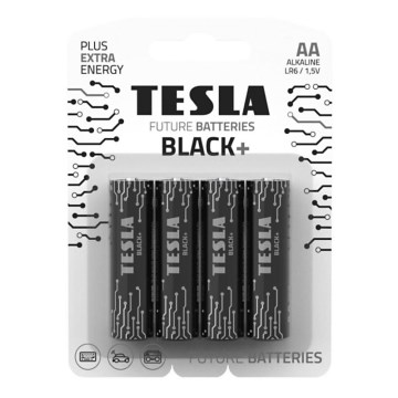 Tesla Batteries - 4 pce Pile alcaline AA BLACK+ 1,5V 2800 mAh
