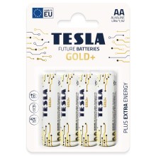 Tesla Batteries - 4 pce Pile alcaline AA GOLD+ 1,5V 3200 mAh