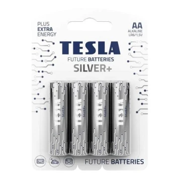 Tesla Batteries - 4 pce Pile alcaline AA SILVER+ 1,5V 2900 mAh