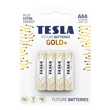 Tesla Batteries - 4 pce Pile alcaline AAA GOLD+ 1,5V 1350 mAh