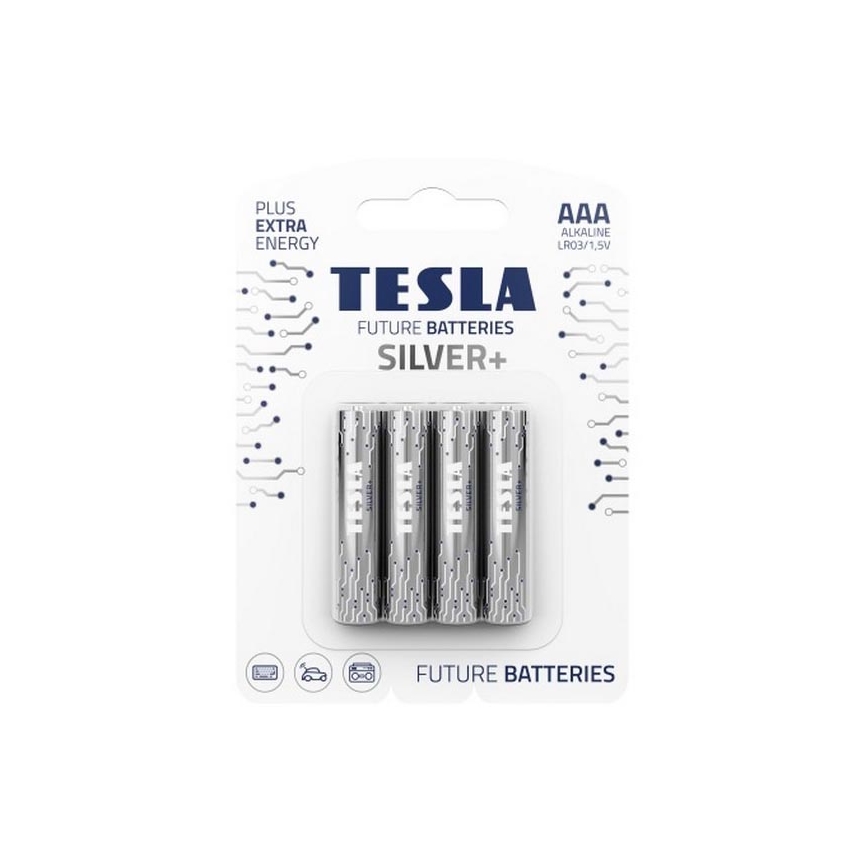 Tesla Batteries - 4 pce Pile alcaline AAA SILVER+ 1,5V 1300 mAh