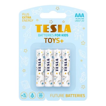 Tesla Batteries - 4 pce Pile alcaline AAA TOYS+ 1,5V 1300 mAh