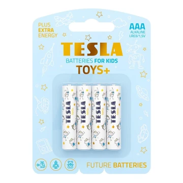 Tesla Batteries - 4 pce Pile alcaline AAA TOYS+ 1,5V 1300 mAh