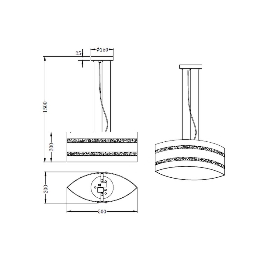 Trio - Suspension filaire NIKOSIA 2xE27/40W/230V argent