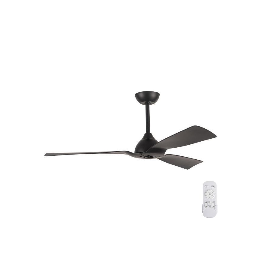 Ventilateur de plafond de salle de bains d. 132 cm IP44 noir + télécommande