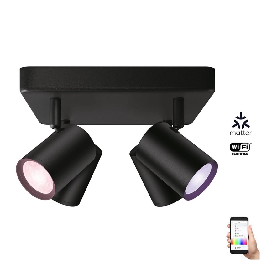 WiZ - Spot LED RVBW à intensité variable IMAGEO 4xGU10/4,9W/230V 2200-6500K Wi-Fi CRI 90 noir