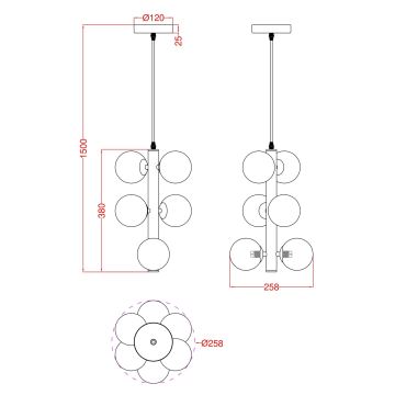 Wofi 6014-605W - Suspension filaire VILLA 6xG9/3W/230V noir