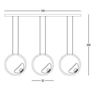 Zambelis 23029 - Suspension filaire à intensité variable 3xLED/7W/230V 3000K doré