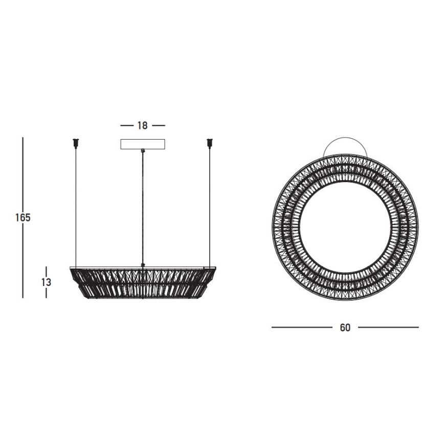 Zambelis 23046 - Suspension filaire à intensité variable en cristal LED/38W/230V CRI 90 3000K d. 60 cm laiton