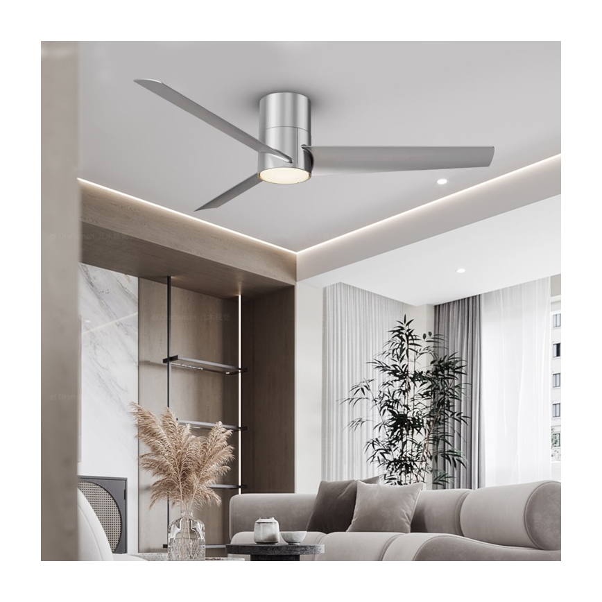 ZEVENTI - Ventilateur de plafond BARROSA LED/18W/230V Wi-Fi Tuya chrome + télécommande