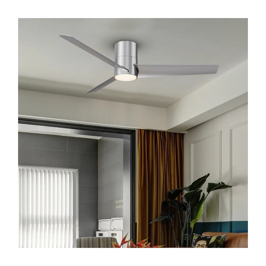 ZEVENTI - Ventilateur de plafond BARROSA LED/18W/230V Wi-Fi Tuya chrome + télécommande