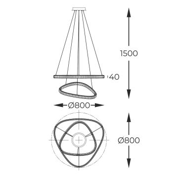 Zuma Line - Suspension filaire à intensité variable en cristal LED/36W/230V 2700-6000K + télécommande