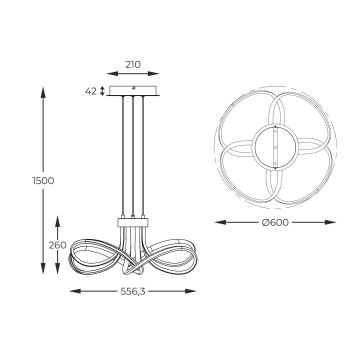 Zuma Line - Suspension filaire à intensité variable LED/45W/230V gris/doré