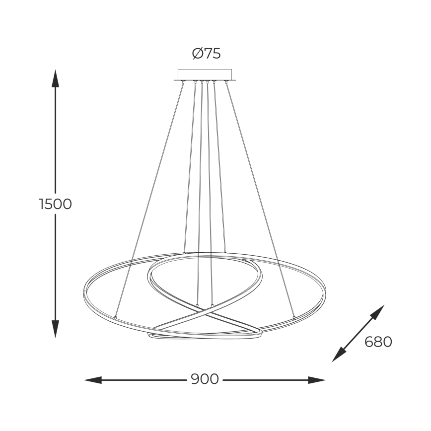 Zuma Line - Suspension filaire à intensité variable LED/56W/230V doré