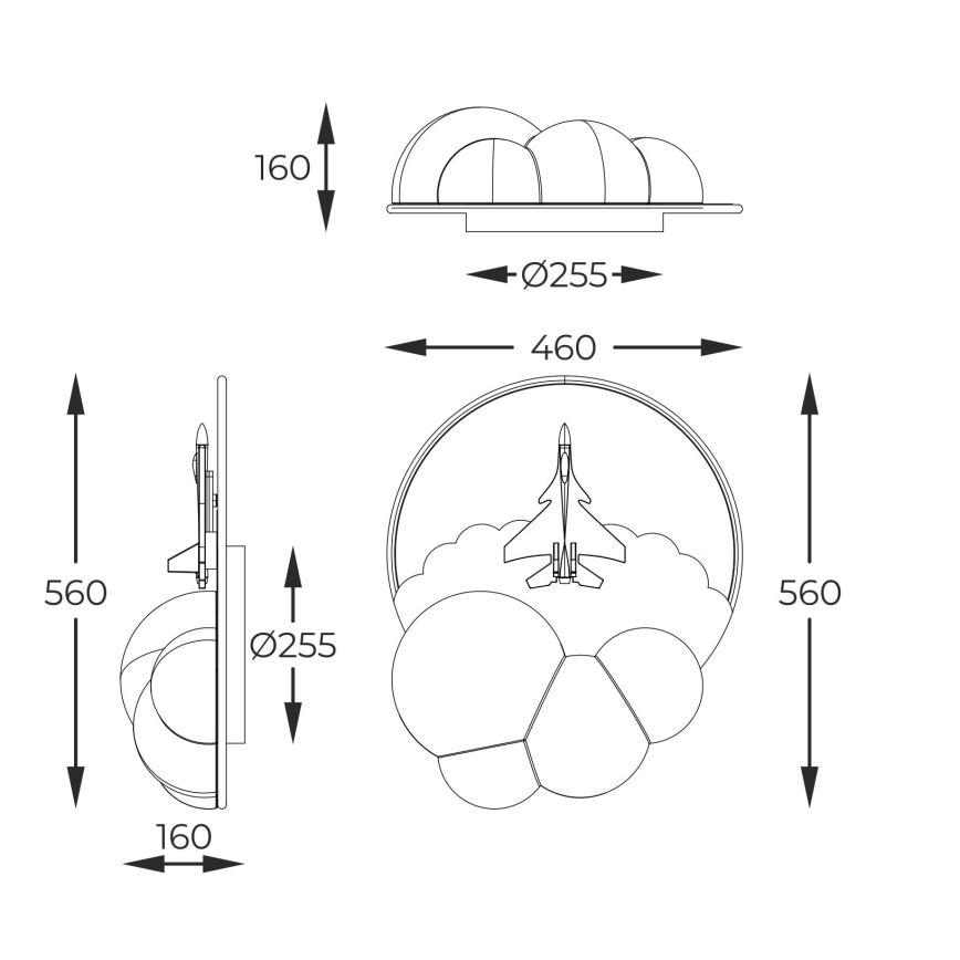 Zuma Line - Plafonnier enfant à intensité variable LED/37W/230V fusée spatiale