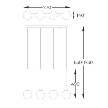 Zuma Line - Suspension filaire 4xG9/4W/230V noir