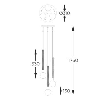 Zuma Line - Suspension filaire 3xG9/6W/230V laiton