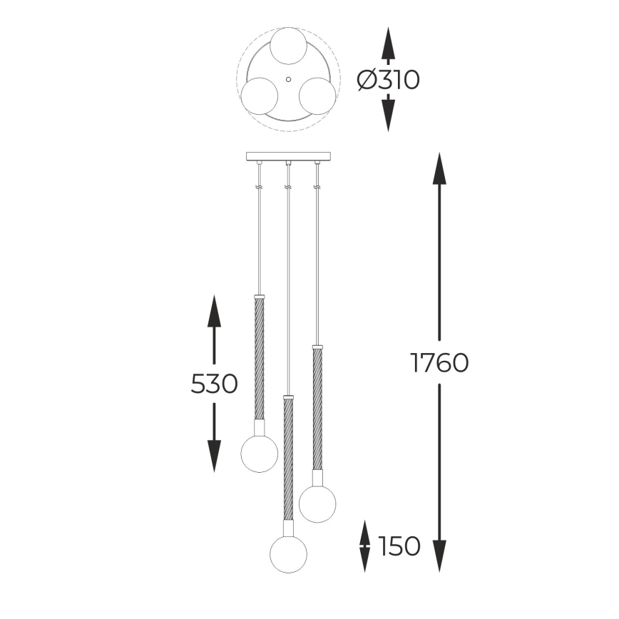 Zuma Line - Suspension filaire 3xG9/6W/230V laiton