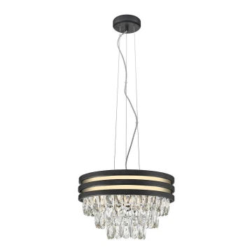 Zuma Line - Suspension filaire en cristal 4xE14/40W/230V noir